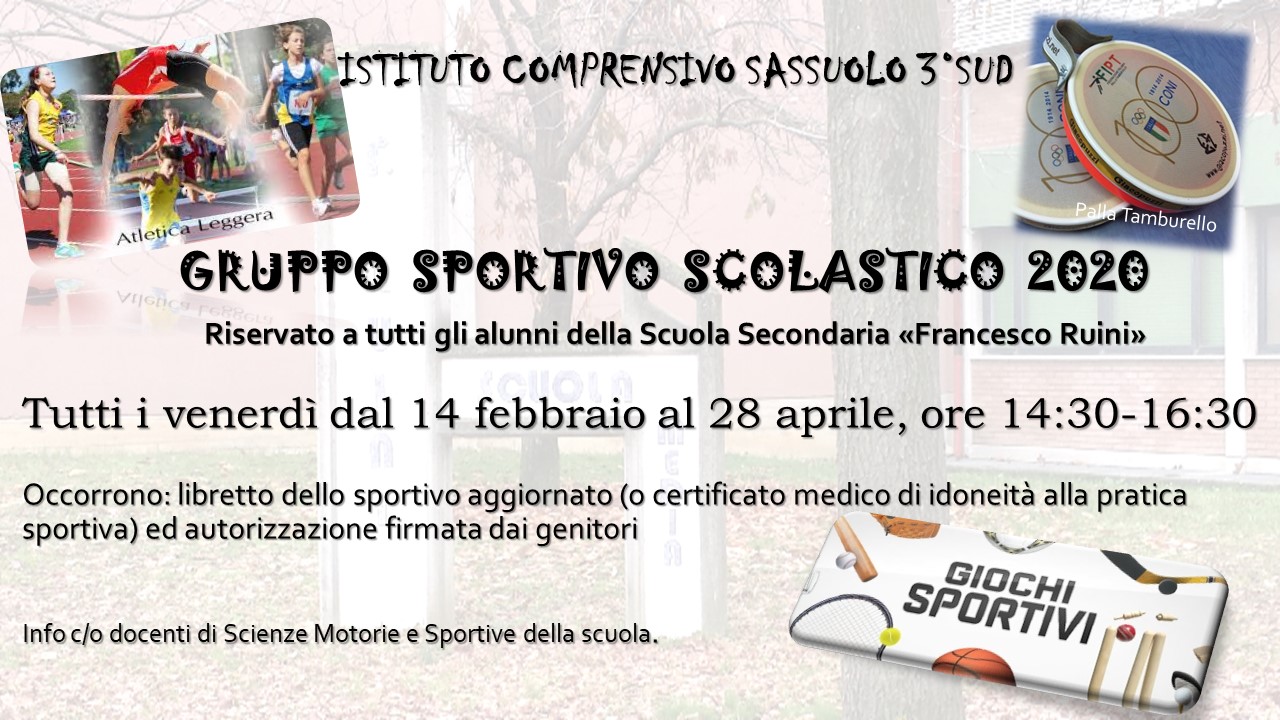 Gruppo Sportivo Scolastico Scuola Ruini Istituto Comprensivo Sassuolo 3 Sud